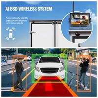 Monitor Inalámbrico AHD de 7 Pulgadas para Automóvil, Detección de Alarma AI BSD, Monitor de Autobús, Monitor Cuádruple con Grabación para Camión