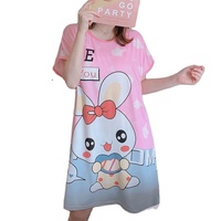 Robe de nuit en soie 38 #, robe mode d'été, manches courtes, col rond, imprimé dessin animé, surdimensionnée, ample, 2022