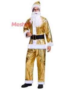 Ensemble de costume de Père Noël en polyester, comprenant un chapeau, une barbe, des gants, une ceinture, adapté aux hommes, idéal pour les fêtes de Noël et - Product Image 4