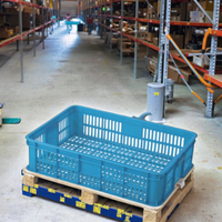 Caisses en plastique en maille HDPE de haute qualité, boîte solide, couleur personnalisée, stockage efficace des fruits, marque JINDU, MOQ 610x420x360mm
