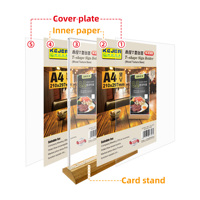 Présentoir en forme de T A4 à base de texture de bois pour l'affichage de menu de restaurant et les fournitures scolaires
