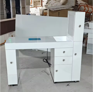 Mesa de Manicura con Reposamuñecas Negro Antiácido, Pantalla LED, Ruedas Bloqueables y Cajón para Aspiradora, para Uso en Baños - Product Image 5