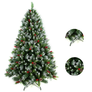Sapin de Noël artificiel en PVC de haute qualité avec cônes de pin et baies rouges, décorations de Noël réalistes pour l'extérieur, jardin, cour, terrasse - Product Image 2