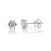 Boucles d'oreilles clous en argent S925 avec moissanite, personnalisées, tendance, serties de diamants à six griffes, forme cercle, bijoux d'oreille pour femme en or K