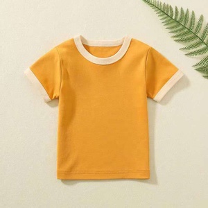 <span class=keywords><strong>T</strong></span>-shirts personnalisables en coton peigné pour enfants, unisexe, à manches courtes, tendance é<span class=keywords><strong>t</strong></span>é, avec logo personnalisé, color-block, décontractés - Product Image 1