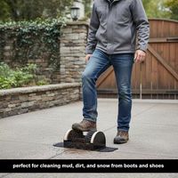 Grattoir et nettoyeur de bottes robustes pour l'extérieur avec manche en bois et poils en nylon - Durable pour la boue/la saleté/la neige 9,6x6,1x4,7 pouces