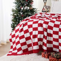 Heim gestrickte Decke Mikrofaser Federn-Garn Plüsch weiche warme Decke gemütliche flauschige Decke für Couch-Bett-Sofa