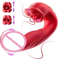 Meistverkaufter 3-in-1 Zungen-Leck- und Klatsch-Dildo Vibrator Realistischer Vibrierender Ausziehbarer Zungenvibrator für Frauen Massage-Spielzeug