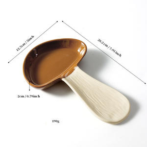 Repose-cuillère en céramique en forme de champignon, brun rougeâtre, écologique, lavage à la main uniquement, pour usage domestique et en restaurant - Product Image 2
