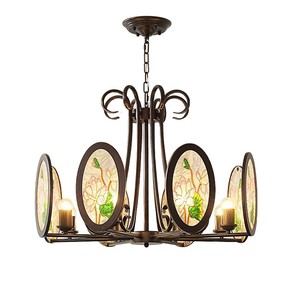 Retro Southeast Asian Style Enamel Pendant <b>Light</b> Multi Head Chandelier Round <b>Led</b> Home Lighting For Bedroom Living Room - Product Image 5
