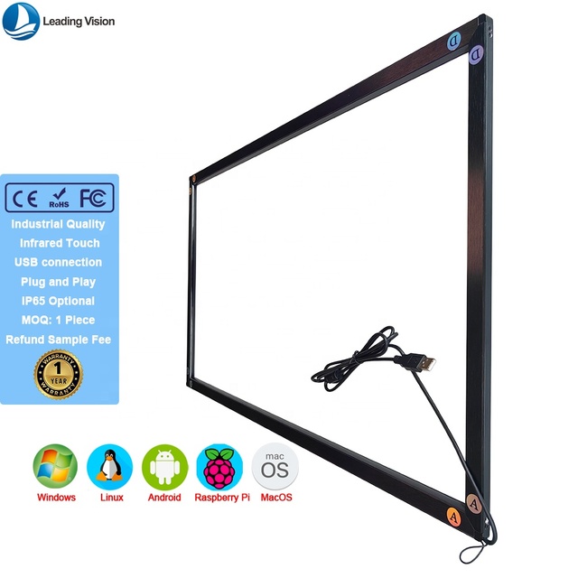 New 43 Inch IR Touch Frame Large Touch Screen Panel Aluminum Alloy Business Use USB Interface Wall Mountable Affordable