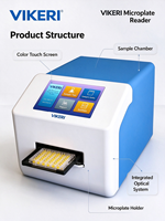 Lecteur de microplaques VIKERI ELISA 96 puits pour laboratoire, absorption en laboratoire, personnalisation OEM, garantie 1 an