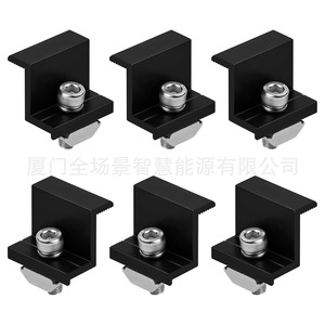 Support de montage solaire, pince latérale noire, lot de 6, en alliage d'aluminium, finition anodisée, pour l'installation de panneaux photovoltaïques - Product Image 1