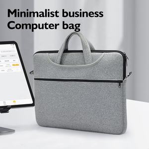 Logotipo personalizado Durable Slim Zipper 13 <span class=keywords><strong>14</strong></span> 15,6 pulgadas Notebook Chromebook Computer Case Neopreno Laptop <span class=keywords><strong>Sleeve</strong></span> Tote Bag con asa - Product Image 2