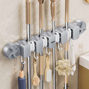 <b>Suction</b> <b>Cup</b> Mop Clip Rectangular Corner Mounted Durable Bathroom <b>Hook</b> No Drilling Mop Holder - Product Image 1