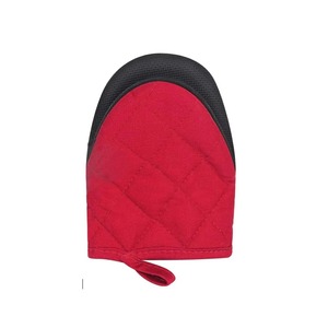 Gants de cuisine en coton matelassé épais bleu et rouge avec poignée en silicone, résistants à la chaleur, antidérapants, avec boucle de suspension - Product Image 2
