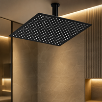 Pommeau de douche carré de 8 pouces en acier inoxydable noir poli ultra-mince pour salle de bain - Vente en gros