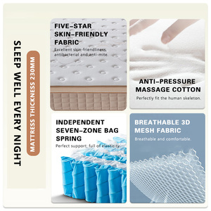 Materasso a molle insacchettate indipendenti in cotone, personalizzato, ecologico, medio-morbido, anti-pressione, massaggiante, per uso scolastico e ospedaliero, a cinque stelle - Product Image 2