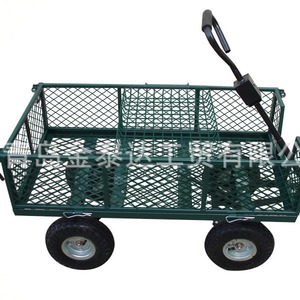 Chariot à main robuste à quatre roues, chariot à outils de jardin, en acier, avec panier en maille, revêtement en poudre verte, TC1840, transport d'outils - Product Image 3