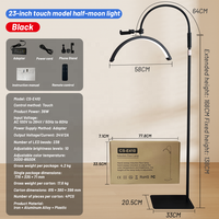 Lampe de sol nordique de luxe à arc noir avec clip pour téléphone, lumière lunaire LED en aluminium, rotation à 360 degrés, support de sol rétractable