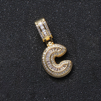Breloque lettre initiale plaquée or pour collier, alphabet de A à Z, pendentif en laiton et zircon pour la fabrication de bijoux