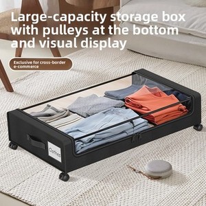 Paquete de 2 Cajas de Almacenamiento Metálicas con <span class=keywords><strong>Ruedas</strong></span> para Debajo de la <span class=keywords><strong>Cama</strong></span>, para Ropa, Zapatos y Mantas - Product Image 2