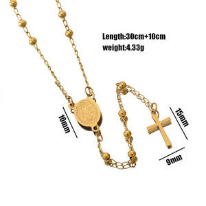 Collares Religiosos de Acero Inoxidable con Cuentas, Collar de Rosario con Cruz de Oro Sólido de 14k y 18k para Mujeres, Hombres y Niñas - Product Image 6