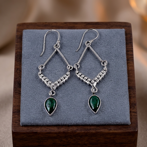 <b>Drop</b> <b>Earrings</b> for Women Girls 925 Sterling <b>Silver</b> Malachite Gemstone Handmade Ethnic Jewelry for Wedding Engagement Party Gift - Product Image 1