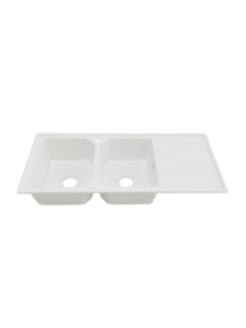 Évier de cuisine en composite de <span class=keywords><strong>granit</strong></span> noir et <span class=keywords><strong>gris</strong></span> 116*50 Quartz Classique à double bac à montage sous plan, un trou, design moderne, sans robinet - Product Image 5