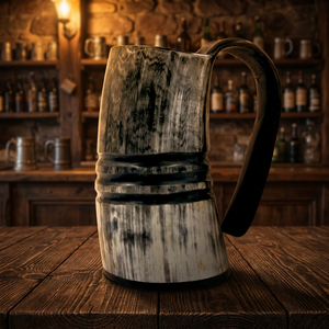 Jarra de Cerveza Estilo Vikingo con Cuerno de Buey, Reutilizable, Ligera y Ecológica para Camping y Viajes - Product Image 1