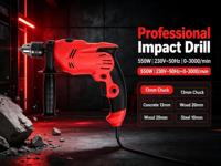 Perceuse électrique puissante 550W, 3000 tr/min à vide, mandrin 13mm, béton 13mm, bois 20mm, acier 10mm, idéale pour les travaux de perçage à domicile et en atelier