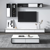 Mobilier de Salon Nordique Moderne en Bois Avec Rangement : Meuble TV et Table Basse