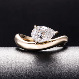 Provence Jewelry 14K YG/WG/RG D Color 1.2CT a 1.3CT Pear Lab Diamond CVD Anillo de compromiso certificado - Product Image 1