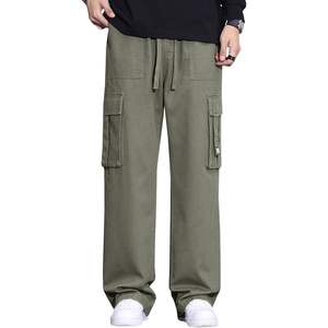 2025 pantalones Cargo holgados para hombre 100% algodón cintura elástica cordón ajuste suelto Pull-On con múltiples bolsillos estilo Y2K - Product Image 3