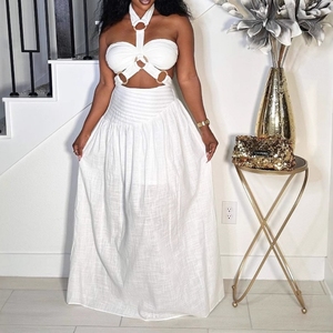 Women's Padded Strapless Top With <b>Spaghetti</b> <b>Straps</b>, Neckline Cutout Dresses Fashion - Product Image 3