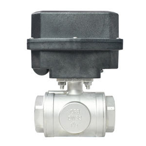 Vanne à boisseau sphérique électrique Tonhe 3 voies en acier inoxydable DN32 50 filetée pour eau, air, eaux usées, irrigation - Product Image 3