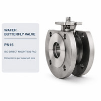 Katup Kupu-kupu Manual PN16 dengan Cakram Logam, Pemasangan Langsung ISO, OEM, untuk Pengolahan Air Industri, Pengontrol Aliran Pipa