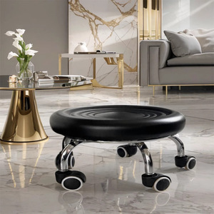Shou Shang Round Wheeled <b>Stool</b> Metal Portable For Home Use Small Size - Product Image 1