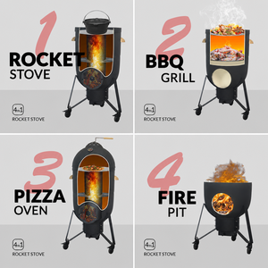 <span class=keywords><strong>SEB</strong></span> <span class=keywords><strong>Four</strong></span> à fusée 4-en-1, barbecue, fumoir, <span class=keywords><strong>four</strong></span> à pizza et brasero d'extérieur, à charbon et bois, avec roues - Product Image 4