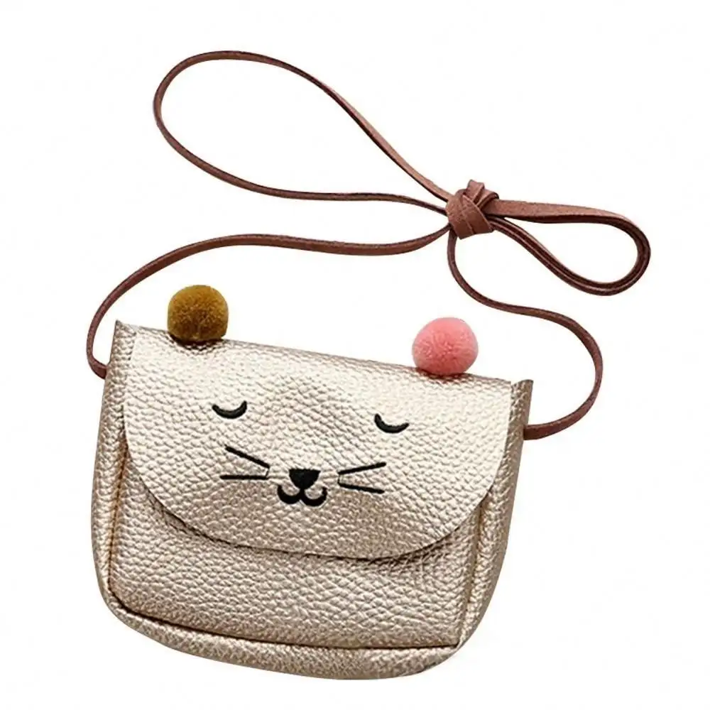 Children Shoulder Bag Kids All-Match Key Coin Purse Cute Princess Handbags Mini Cat Ear Messenger Bags Simple Small Square Bag