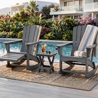 Chaise à bascule de piscine grise en HDPE, résistante aux intempéries, ergonomique et incurvée, pour patio, terrasse, jardin, confortable
