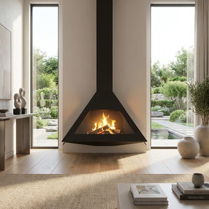 Cheminée suspendue moderne à flamme réelle, verre transparent, chauffage de villa, poêle à <span class=keywords><strong>bois</strong></span> autoportant, <span class=keywords><strong>insert</strong></span> en plaque d'acier - Product Image 6