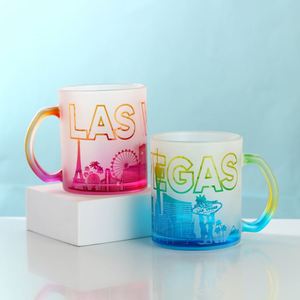 Vente en gros de tasses en verre de 11 oz, sublimables, givrées, pour boire de la bière, du café, verres transparents vierges avec poignée - Product Image 4