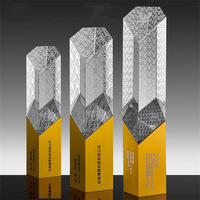 Trophée personnalisé en métal et cristal - Récompense Champion des ventes - Logo gravé - Pour événements d'entreprise
