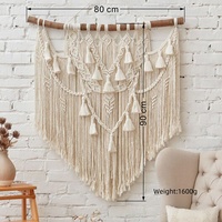 Hiasan Dinding Rajut Makrame Katun Gaya Boho Nordik dengan Rumbai, Dekorasi Dinding Ramah Lingkungan Ukuran Besar untuk Ruang Tamu, Kamar Tidur, Pintu Masuk, dan Rumah