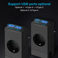 Disesuaikan 250v 16a PC soket daya Universal EU Schuko 2-jenis adaptor perjalanan dengan multi-soket perjalanan kabel steker termasuk