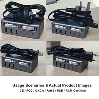 Adaptateur de chargeur mural USB rétractable HNT 120W GaN 8 ports avec câble double IOS+Type-C de 2,3 pieds pour iPhone Pixel 16 Galaxy