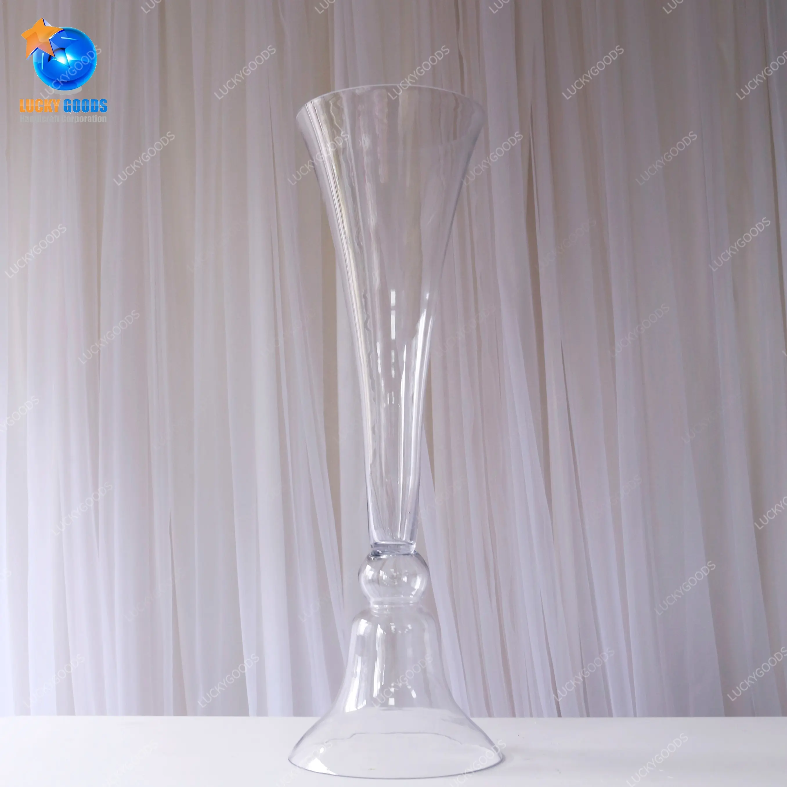 LHP022 centrotavola matrimonio puntelli vasi di fiori in vetro trasparente tavolo evento festa decorazione palcoscenico vaso a tromba