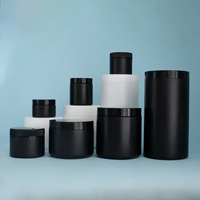 Pots cosmétiques en plastique HDPE de qualité alimentaire, cylindriques épais, blanc/noir, avec couvercles, tailles 50ml-3500ml