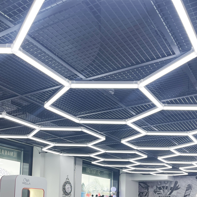 Hexagonal Led Light Honeycomb Hexagon Workshop Working Ceiling Lighting Led Garage Lights